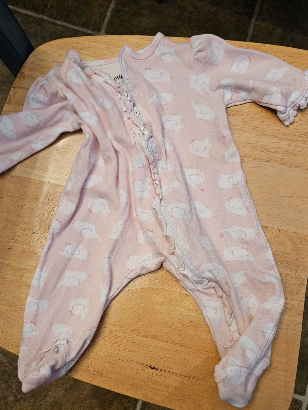 Little Me Pink Elephant Footed One-Piece